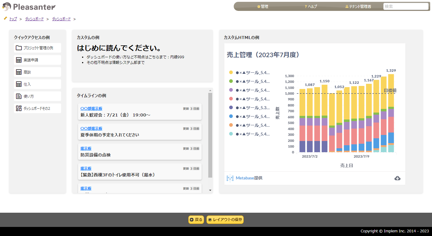 Dashboard Pleasanter