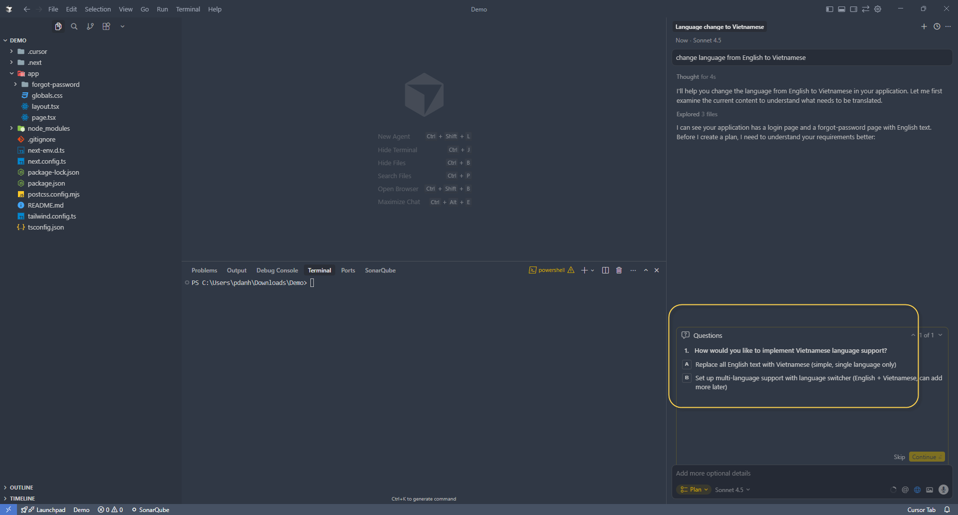 Plan Mode Cursor AI- ask question