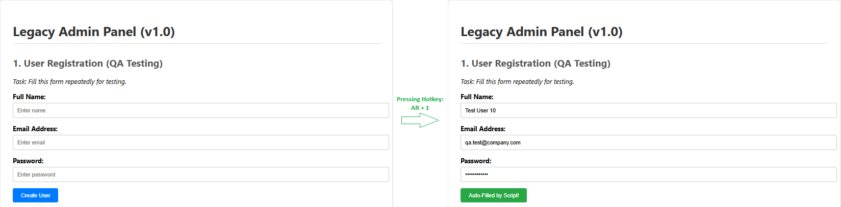 Tampermonkey script auto-filling a form with dummy data instantly