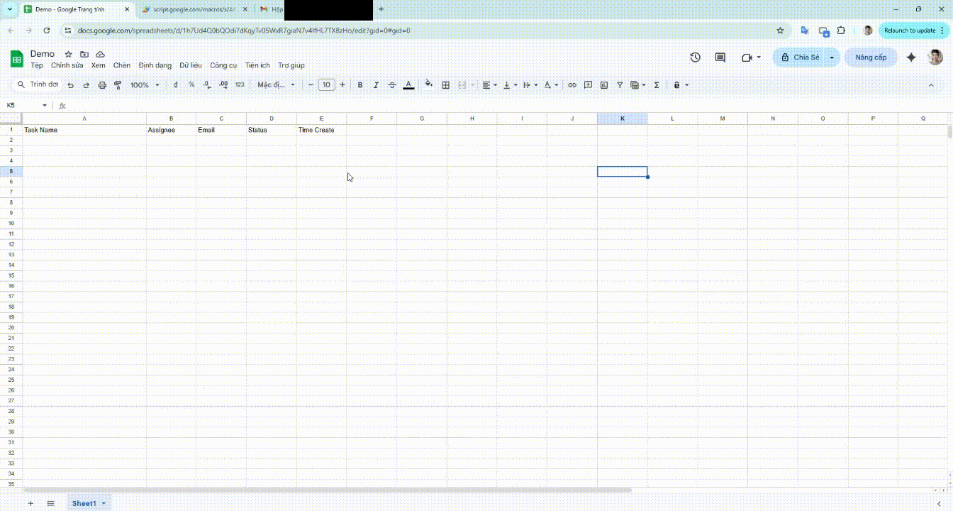 Creating tasks using Google Apps Script with automatic email notification