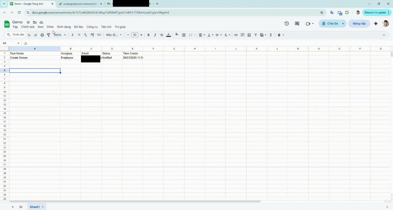 Updating tasks in real-time with Google Apps Script and Google Sheets